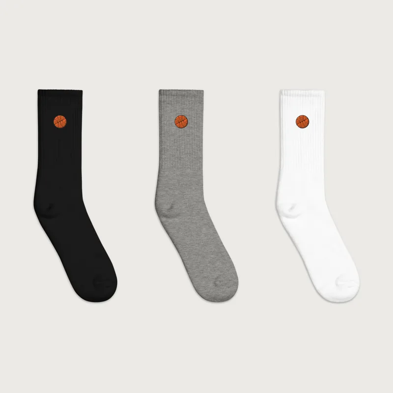 MM3 Crew Socks in black, gray, white, with the MM3 mark